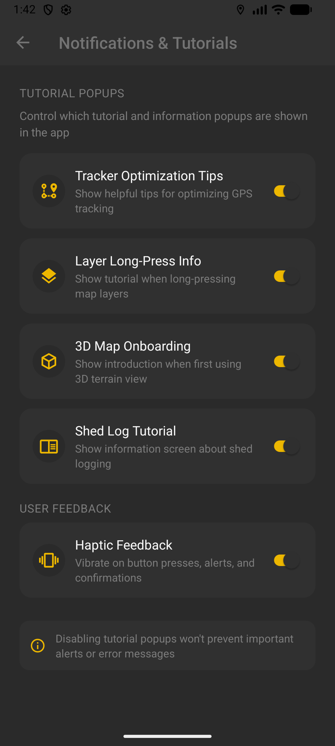 Notifications & Tutorials - Control popups and feedback